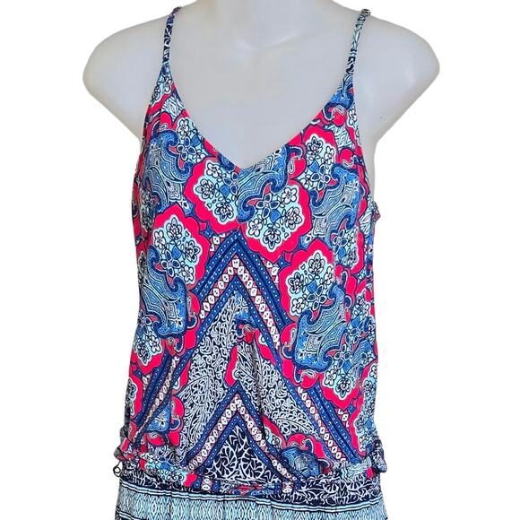 Tommy Bahama Womens XS Riviera Tiles Jumpsuit Wide Leg Cropped Resort Wear Rayon - Picture 2 of 8